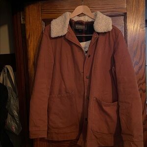 Pendleton Dry Goods Brown Insulated Barn Coat with Shearling Collar